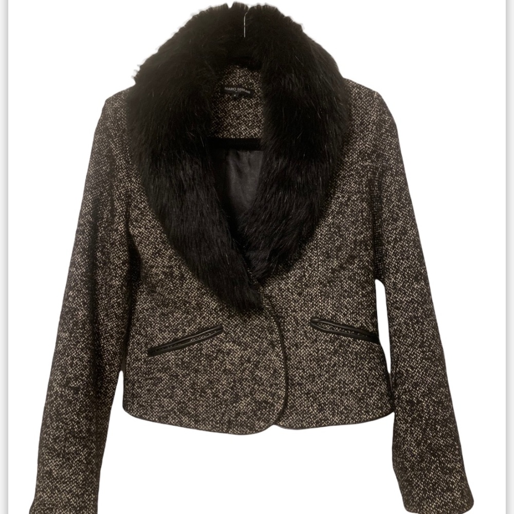 Mario Serrani Wool Jacket with Fur Removable Collar